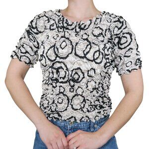 Vintage 90s Black & White Abstract Bubble Popcorn Shirt